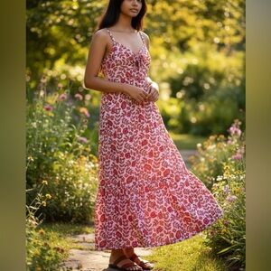 XiRENA Red and White Floral Maxi Dress